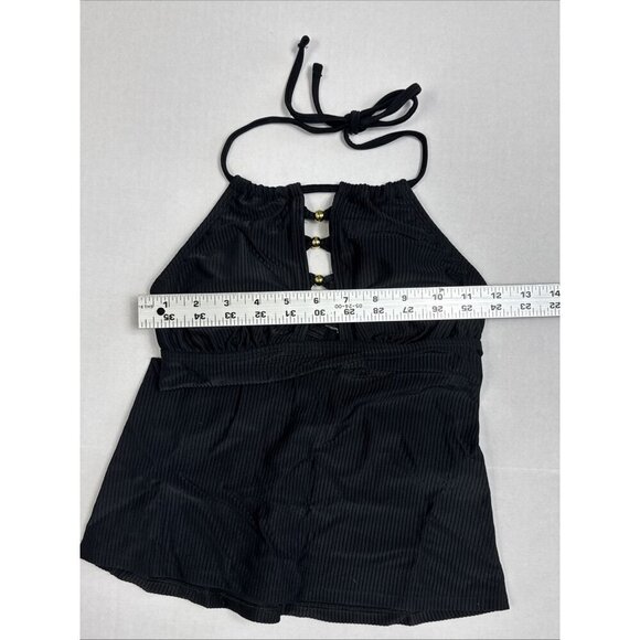 Salt + Cove Junior XS Ribbed Plunge Halter Tankini Top Black NWT 9401 - Picture 7 of 16